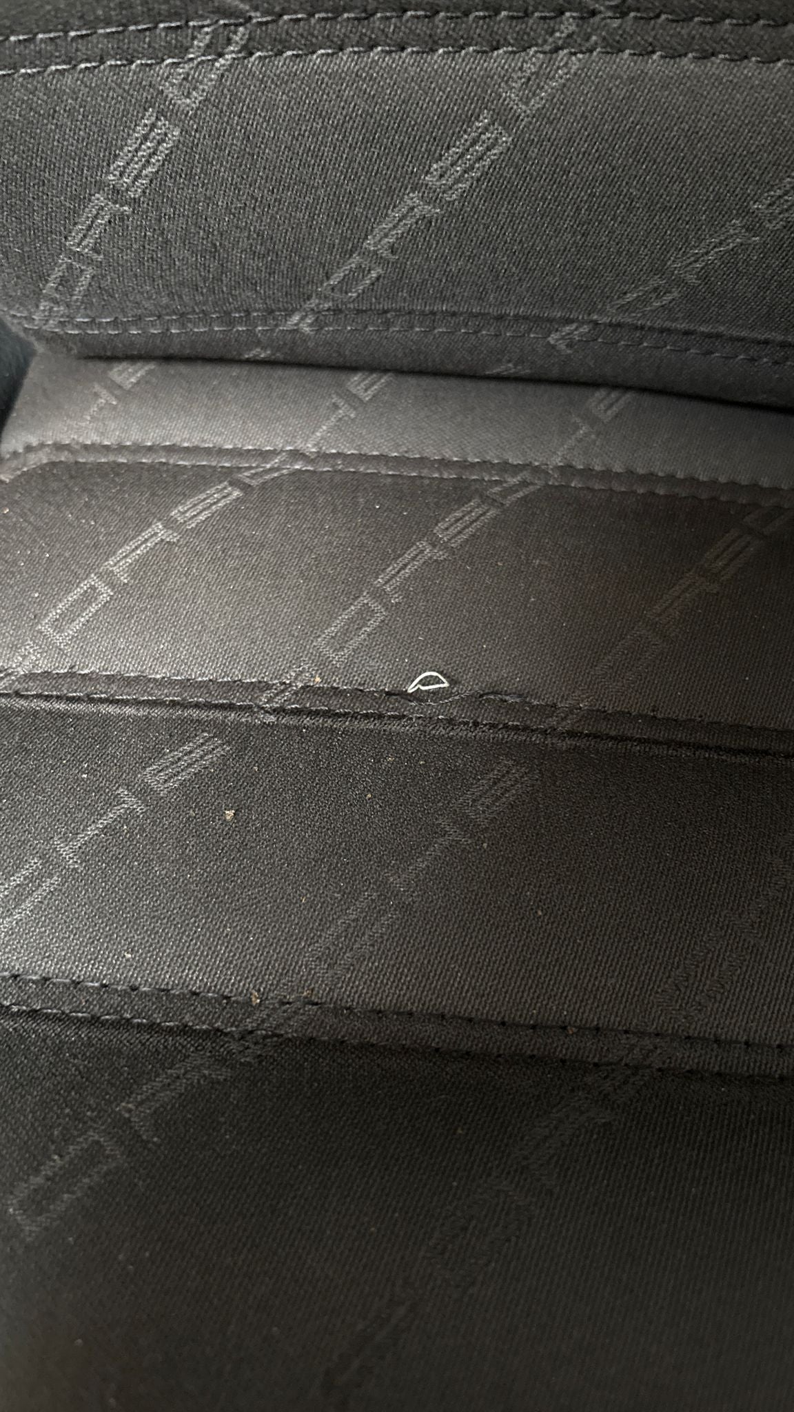 Porsche 944 black seat set, front seats with Porsche scripted fabric, used