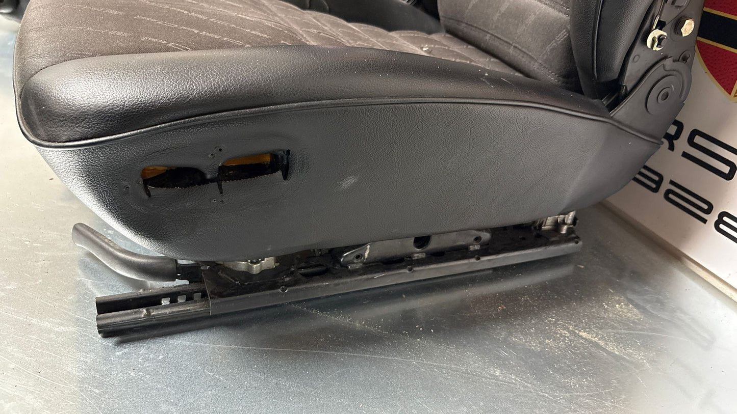 Porsche 944 black seat set, front seats with Porsche scripted fabric, used