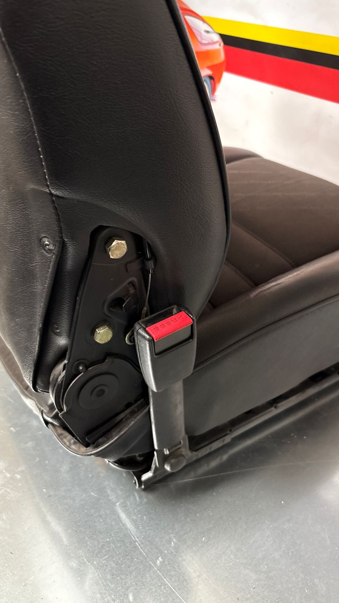 Porsche 944 black seat set, front seats with Porsche scripted fabric, used