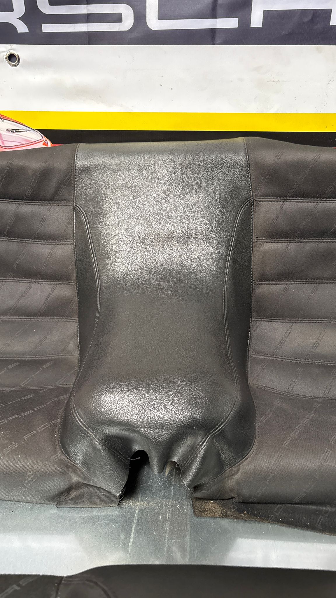 Porsche 944 black seat set, front seats with Porsche scripted fabric, used