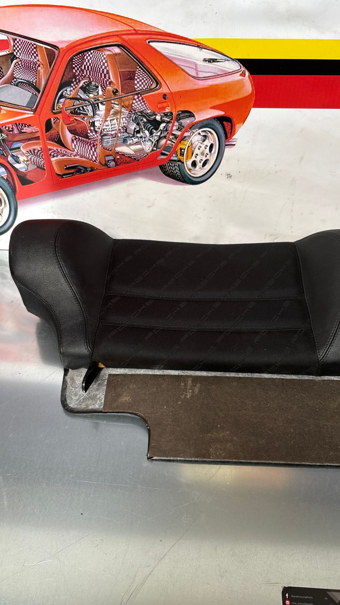 Porsche 944 black seat set, front seats with Porsche scripted fabric, used
