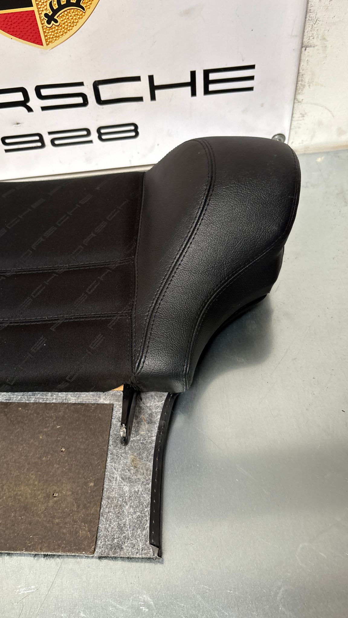 Porsche 944 black seat set, front seats with Porsche scripted fabric, used