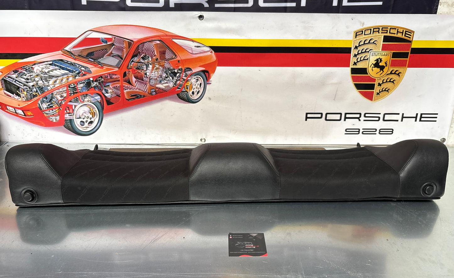 Porsche 944 black seat set, front seats with Porsche scripted fabric, used