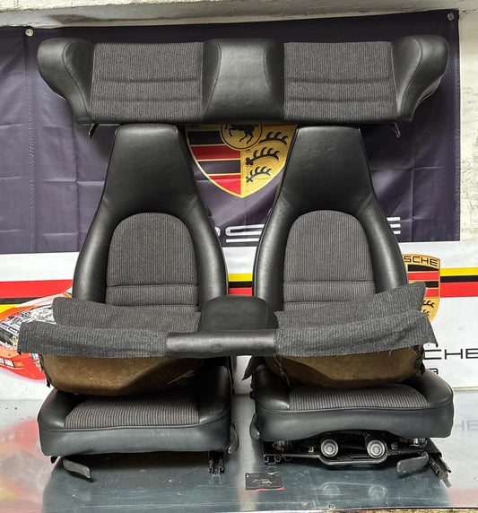 Porsche 944 black seat set, front seats with black /grey pinstripe fabric