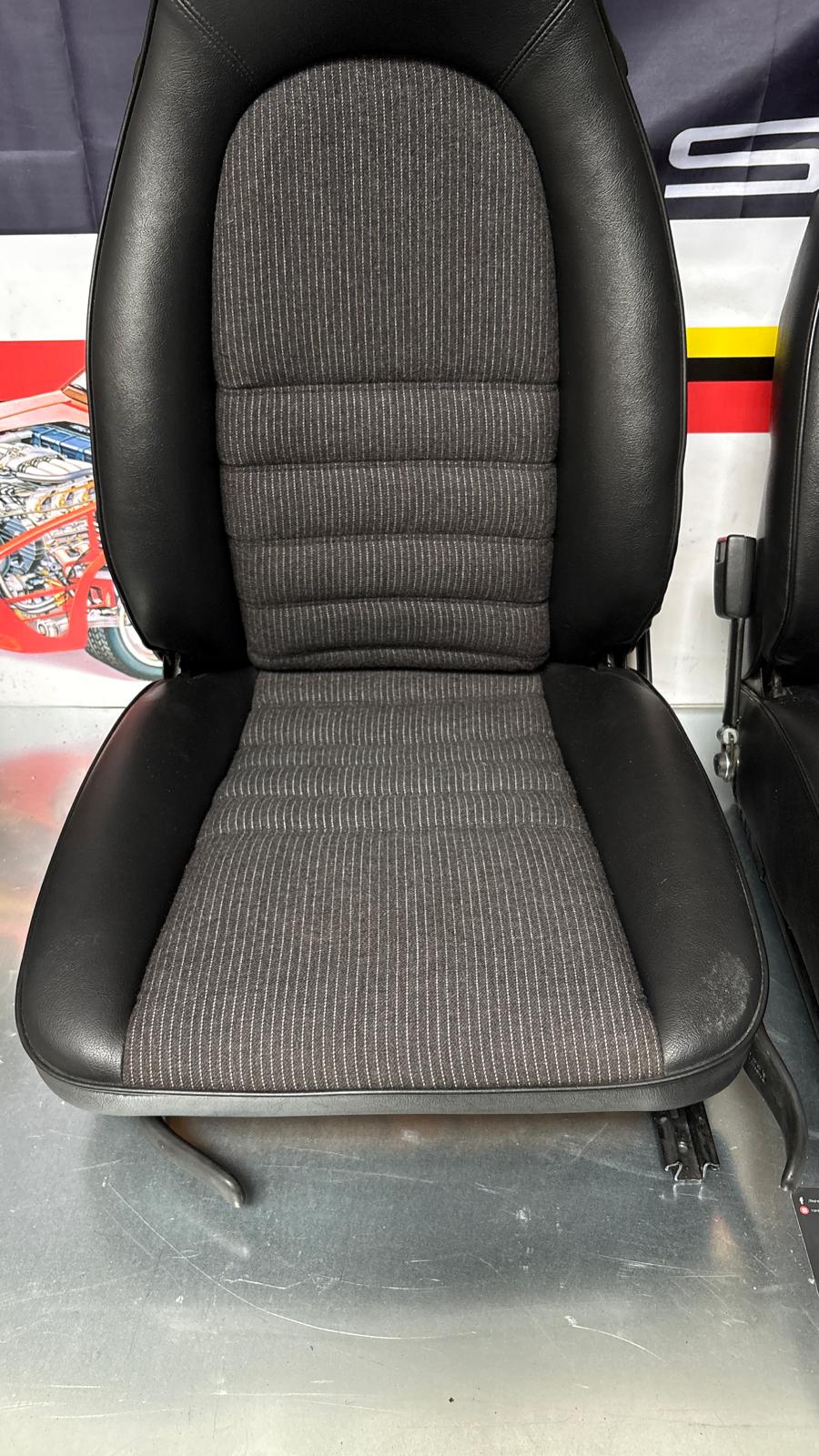 Porsche 944 black seat set, front seats with black /grey pinstripe fabric