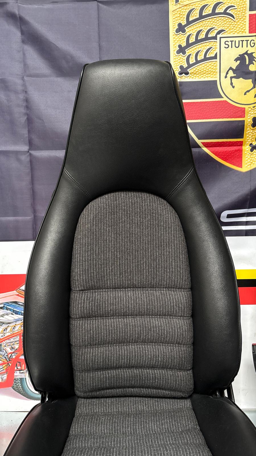 Porsche 944 black seat set, front seats with black /grey pinstripe fabric