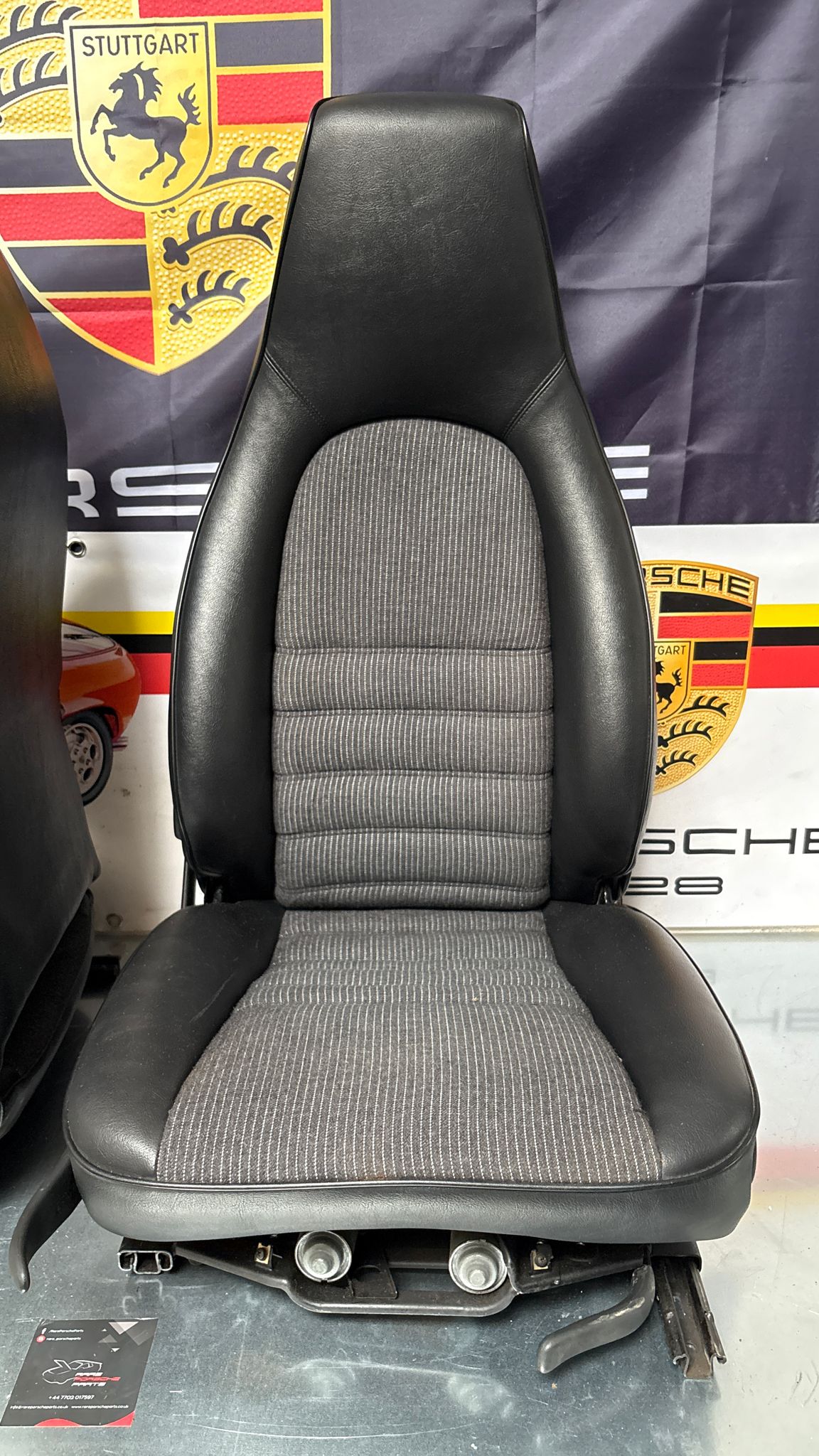 Porsche 944 black seat set, front seats with black /grey pinstripe fabric