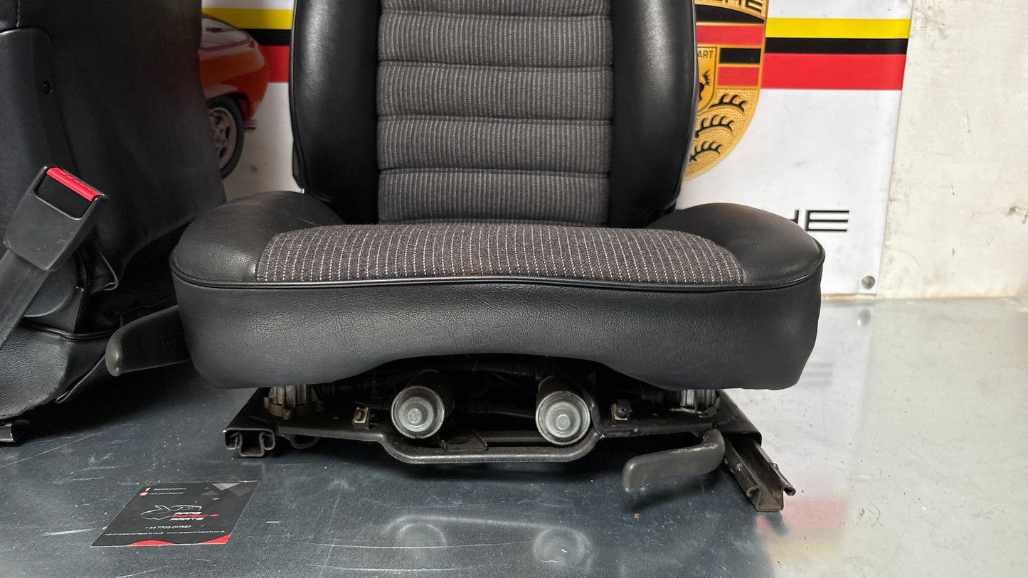 Porsche 944 black seat set, front seats with black /grey pinstripe fabric