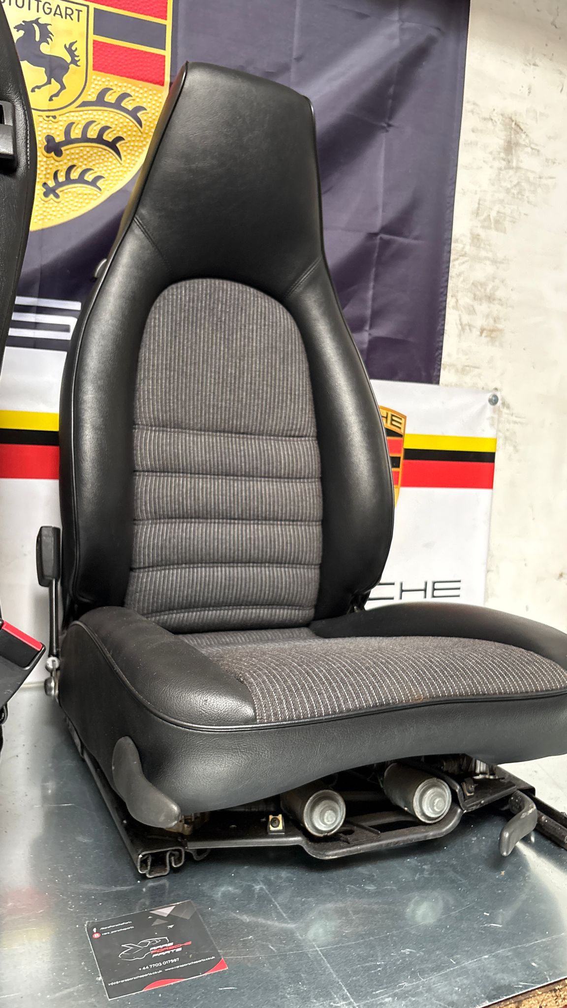 Porsche 944 black seat set, front seats with black /grey pinstripe fabric