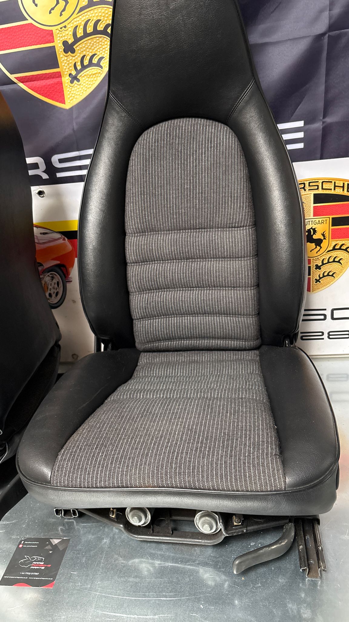 Porsche 944 black seat set, front seats with black /grey pinstripe fabric