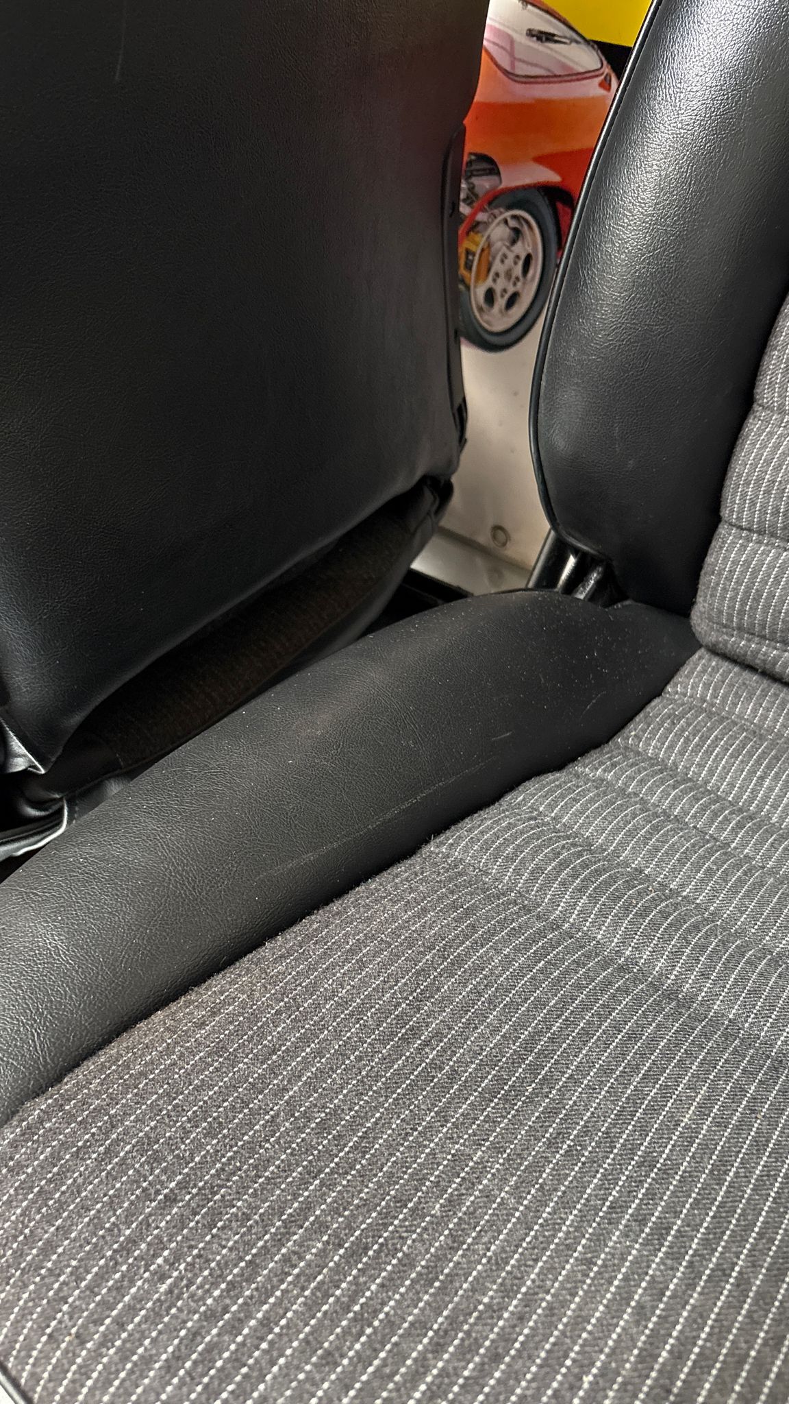 Porsche 944 black seat set, front seats with black /grey pinstripe fabric