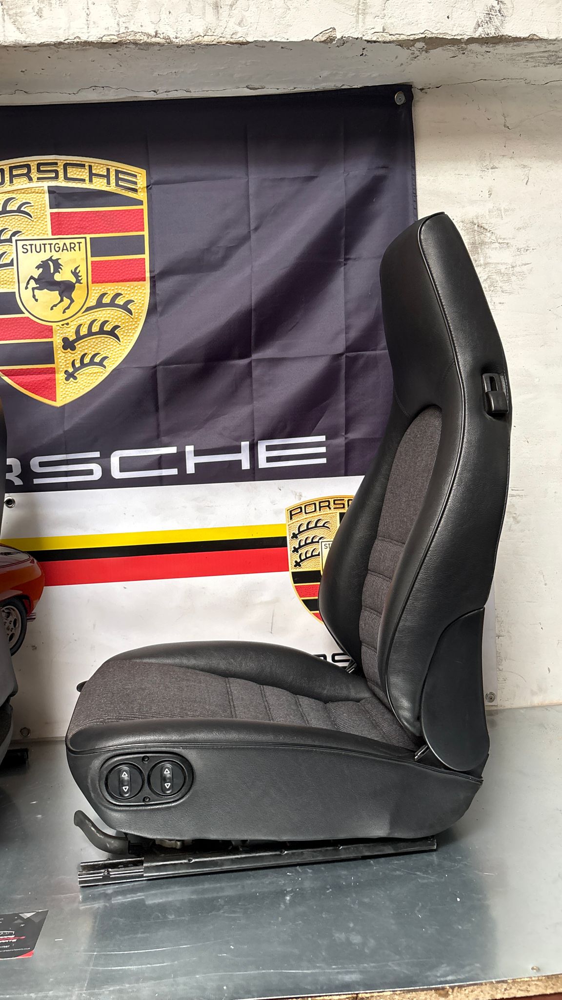 Porsche 944 black seat set, front seats with black /grey pinstripe fabric