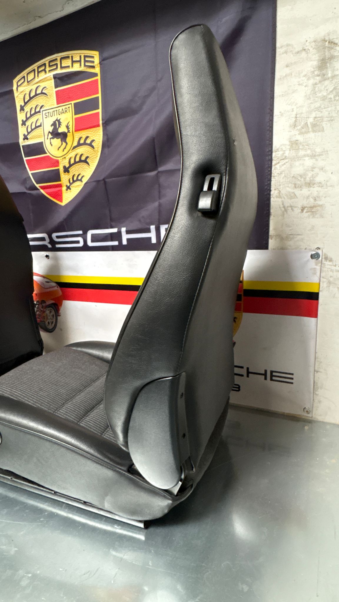 Porsche 944 black seat set, front seats with black /grey pinstripe fabric