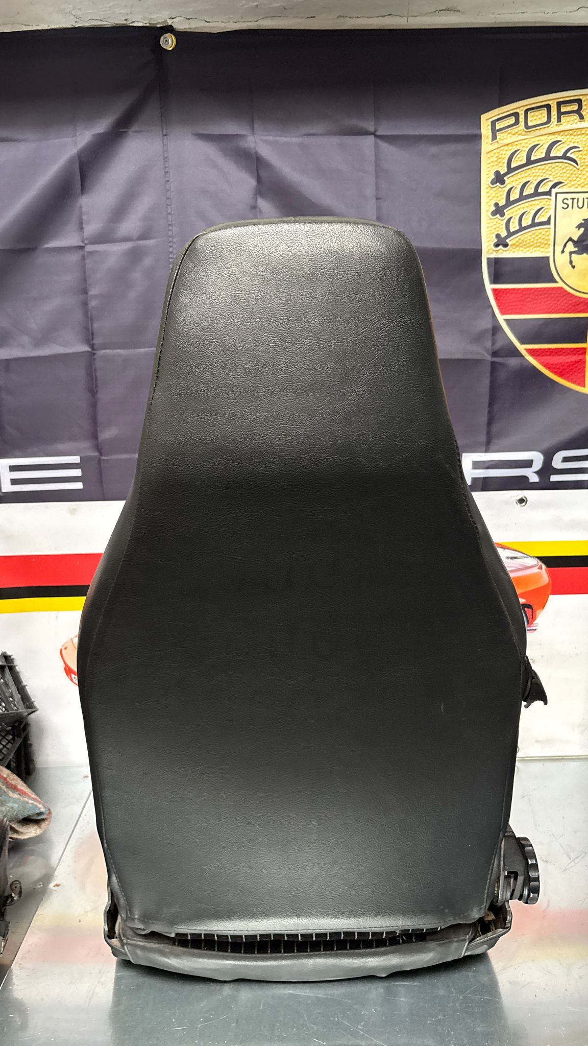 Porsche 924 944 early manual black seat set, front seats with black/white pinstripe fabric