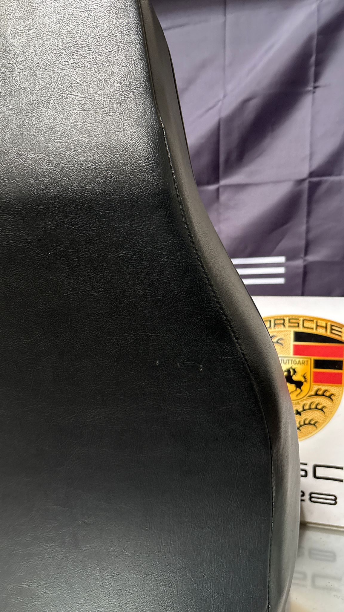 Porsche 924 944 early manual black seat set, front seats with black/white pinstripe fabric