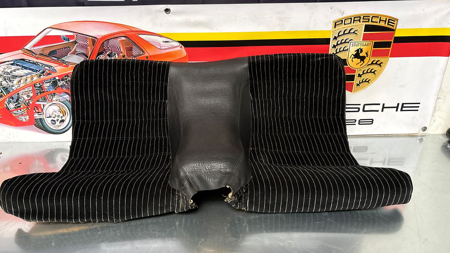 Porsche 924 944 early manual black seat set, front seats with black/white pinstripe fabric
