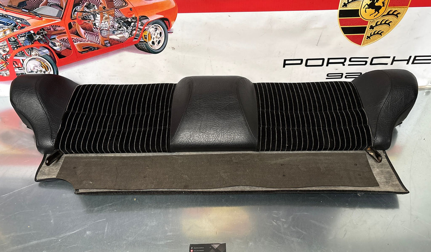 Porsche 924 944 early manual black seat set, front seats with black/white pinstripe fabric