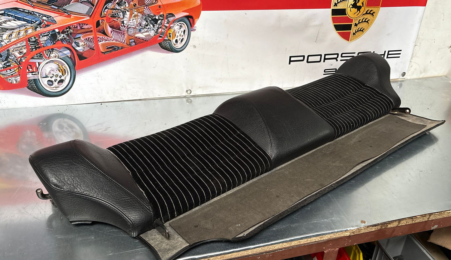 Porsche 924 944 early manual black seat set, front seats with black/white pinstripe fabric