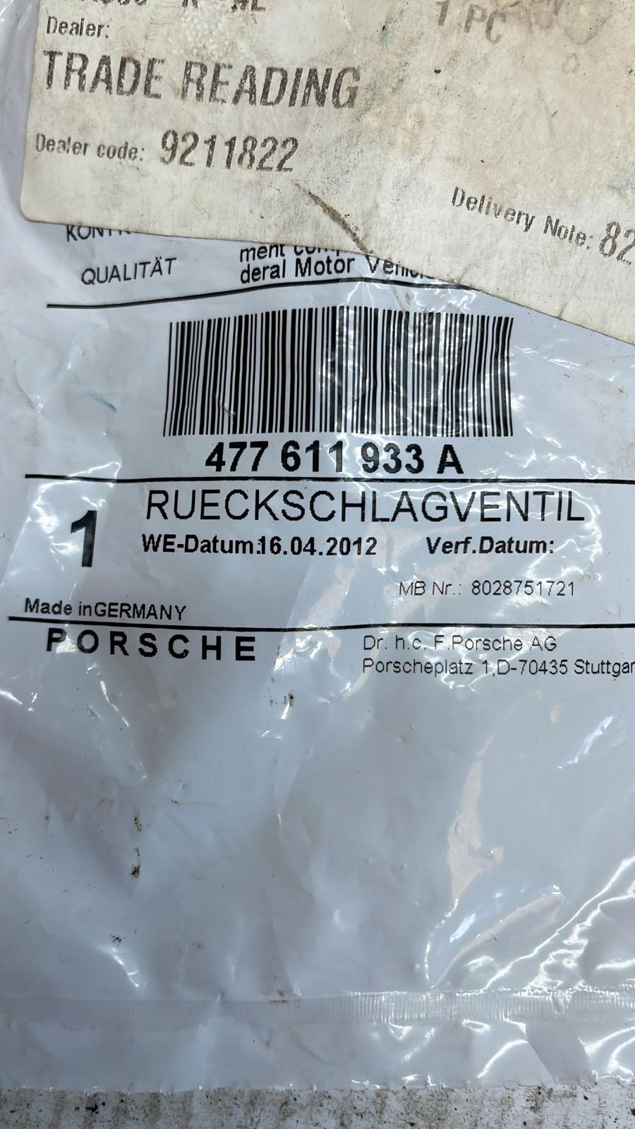 Porsche 924/944 Valvola di ritegno servofreno, nuova. 477611933A