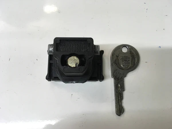 Porsche 924/944 black glove box lock & original key. 477857133