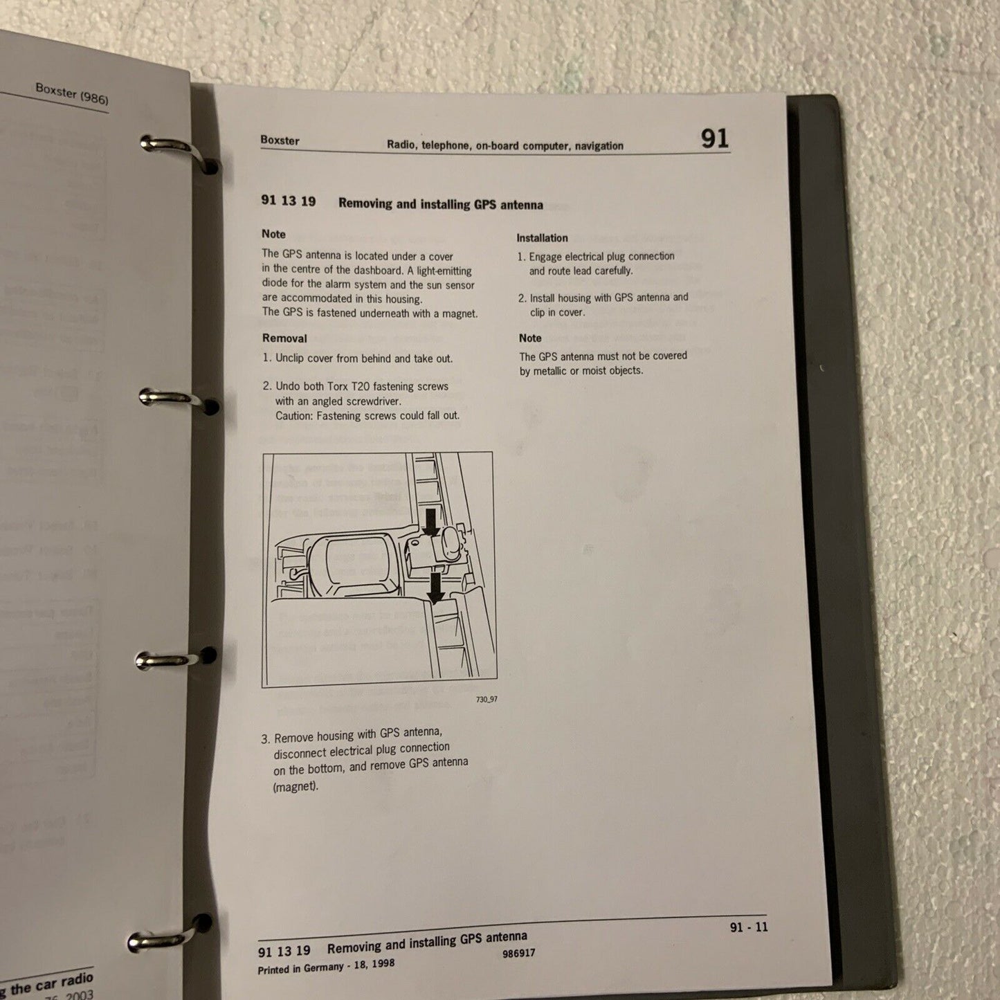 Porsche Boxster 986 Werks-Servicehandbuch Gruppe 8/9 Klimaanlage, Elektrik