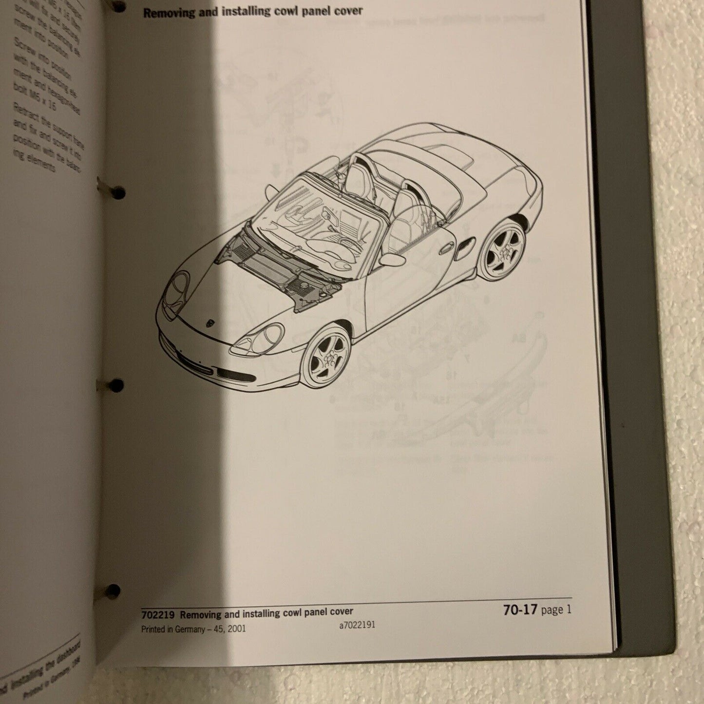 Porsche Boxster 986 Werks-Servicehandbuch Gruppe 7, Karosserieausstattung, Innenraum