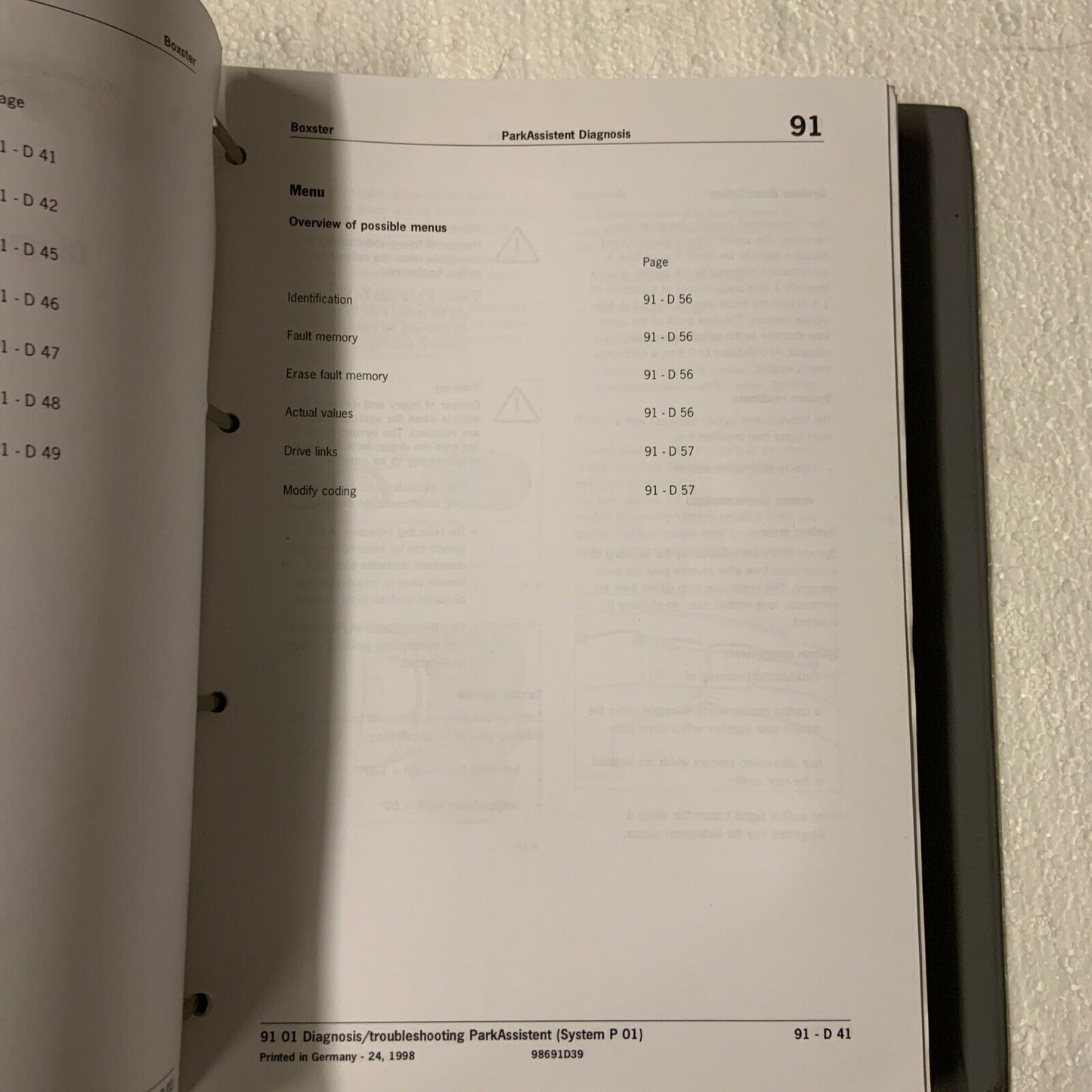 Porsche Boxster 986 Werks-Servicehandbuch Gruppe 0 Diagnose Teil2