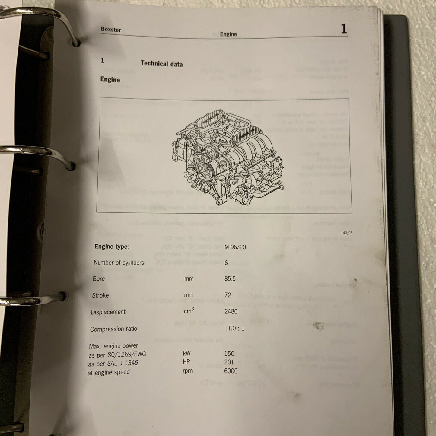 Porsche Boxster 986 Werks-Servicehandbuch Gruppe 1 Motor, Teil 1