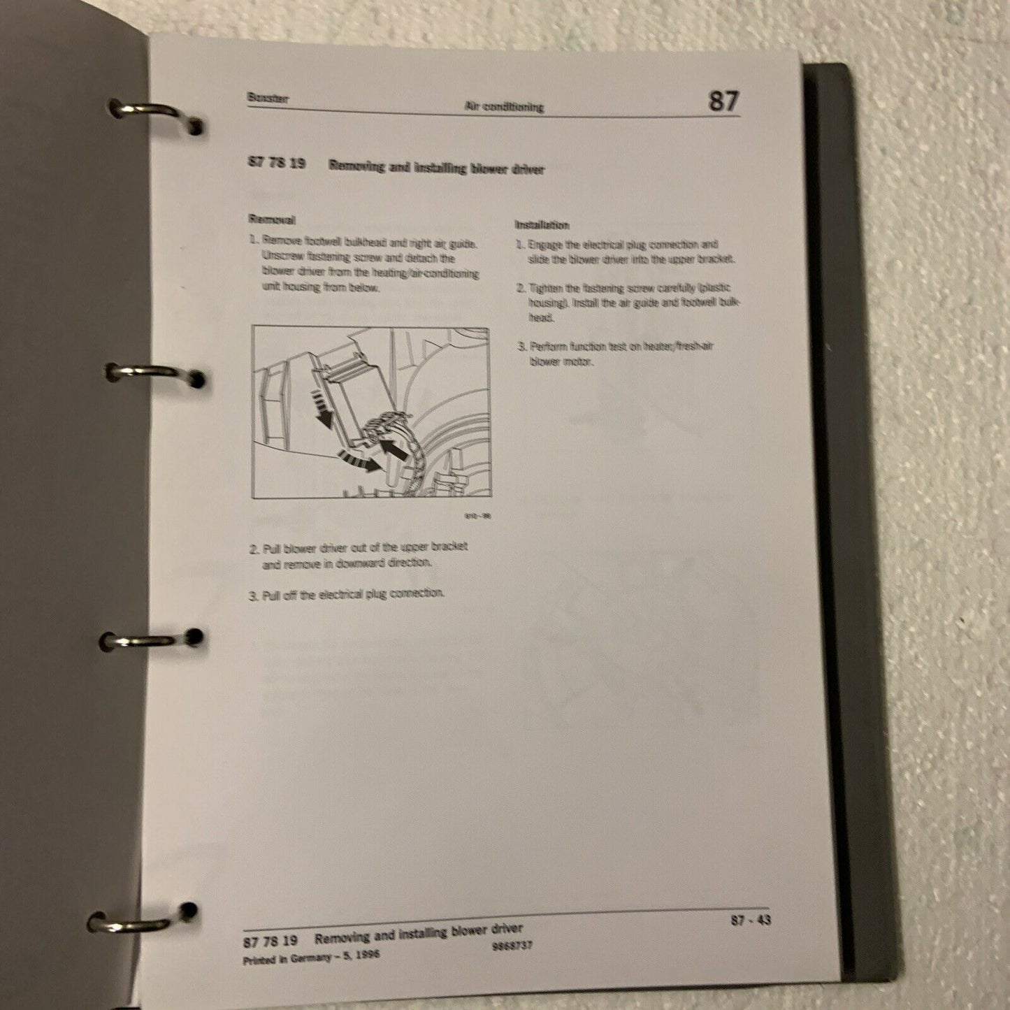 Porsche Boxster 986 Werks-Servicehandbuch Gruppe 8/9 Klimaanlage, Elektrik