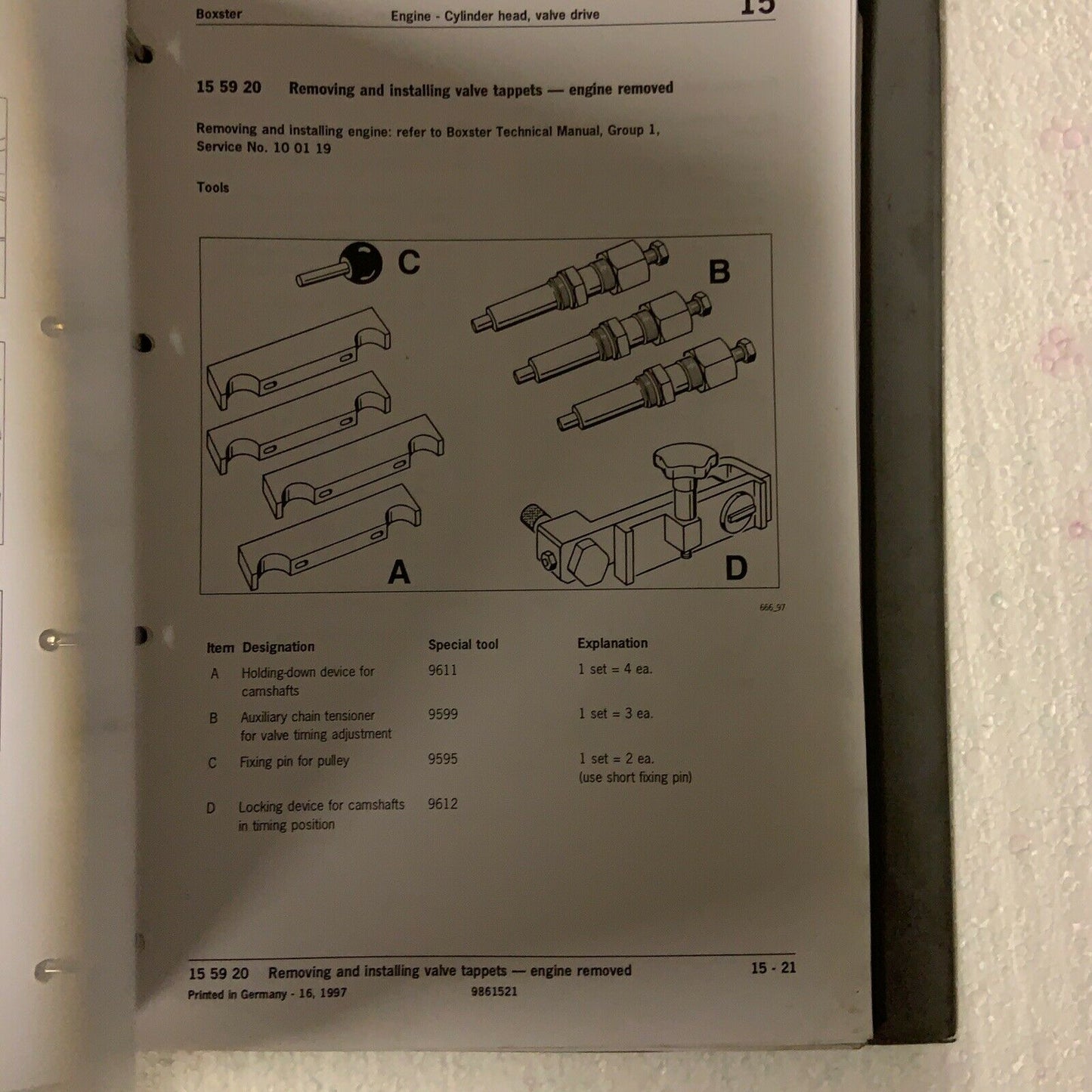 Porsche Boxster 986 Factory Service  Manual Group 1, Engine Part 2