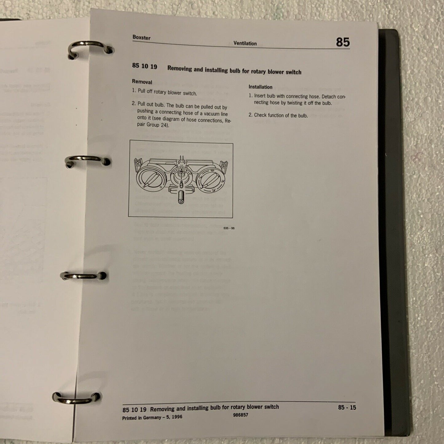 Porsche Boxster 986 Werks-Servicehandbuch Gruppe 8/9 Klimaanlage, Elektrik