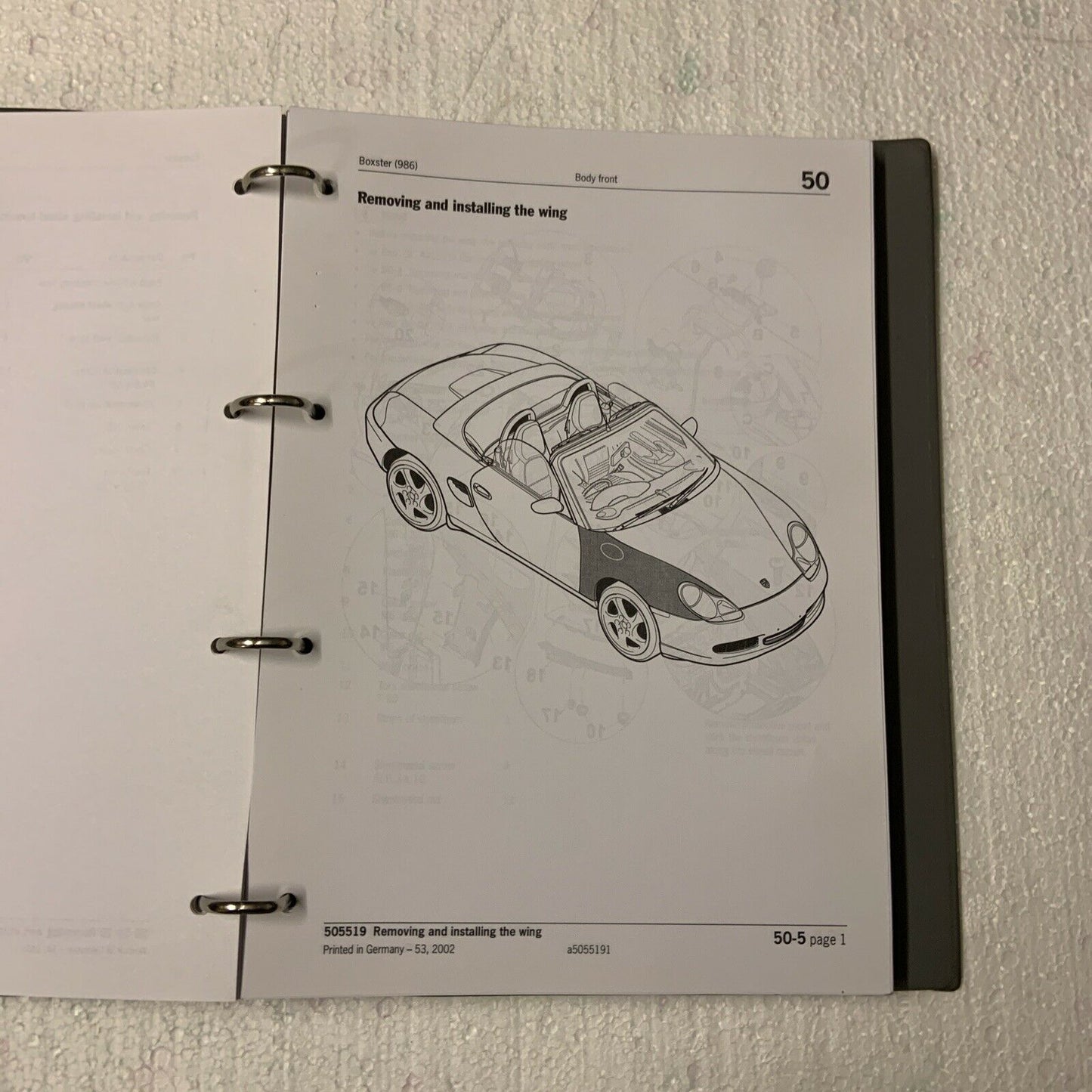 Porsche Boxster 986 Werks-Servicehandbuch Gruppe 5 Karosserie