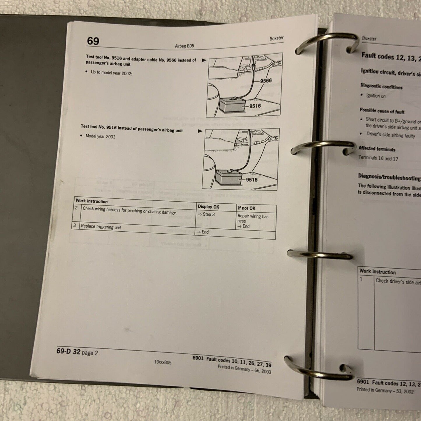 Porsche Boxster 986 Werks-Servicehandbuch Gruppe 0 Diagnose Teil 2 Gruppe 69