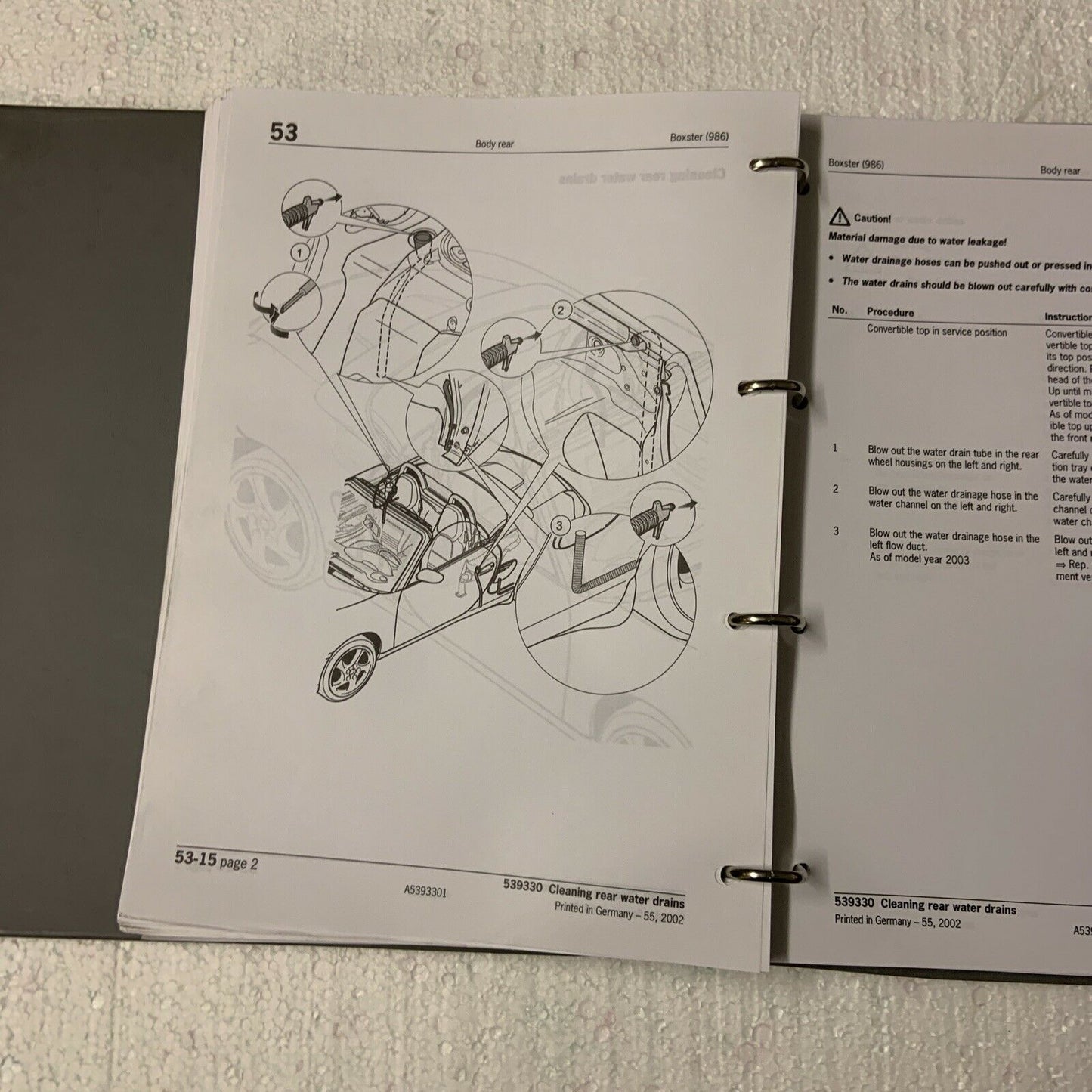 Porsche Boxster 986 Werks-Servicehandbuch Gruppe 5 Karosserie