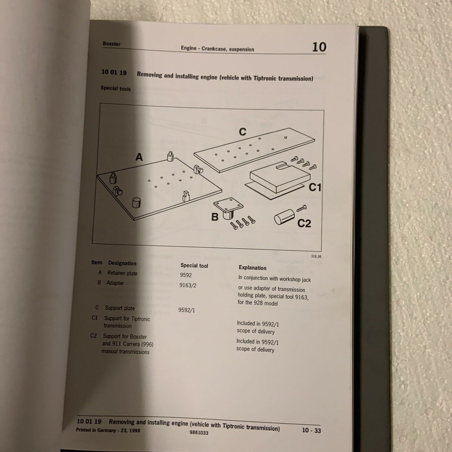 Porsche Boxster 986 Werks-Servicehandbuch Gruppe 1 Motor, Teil 1