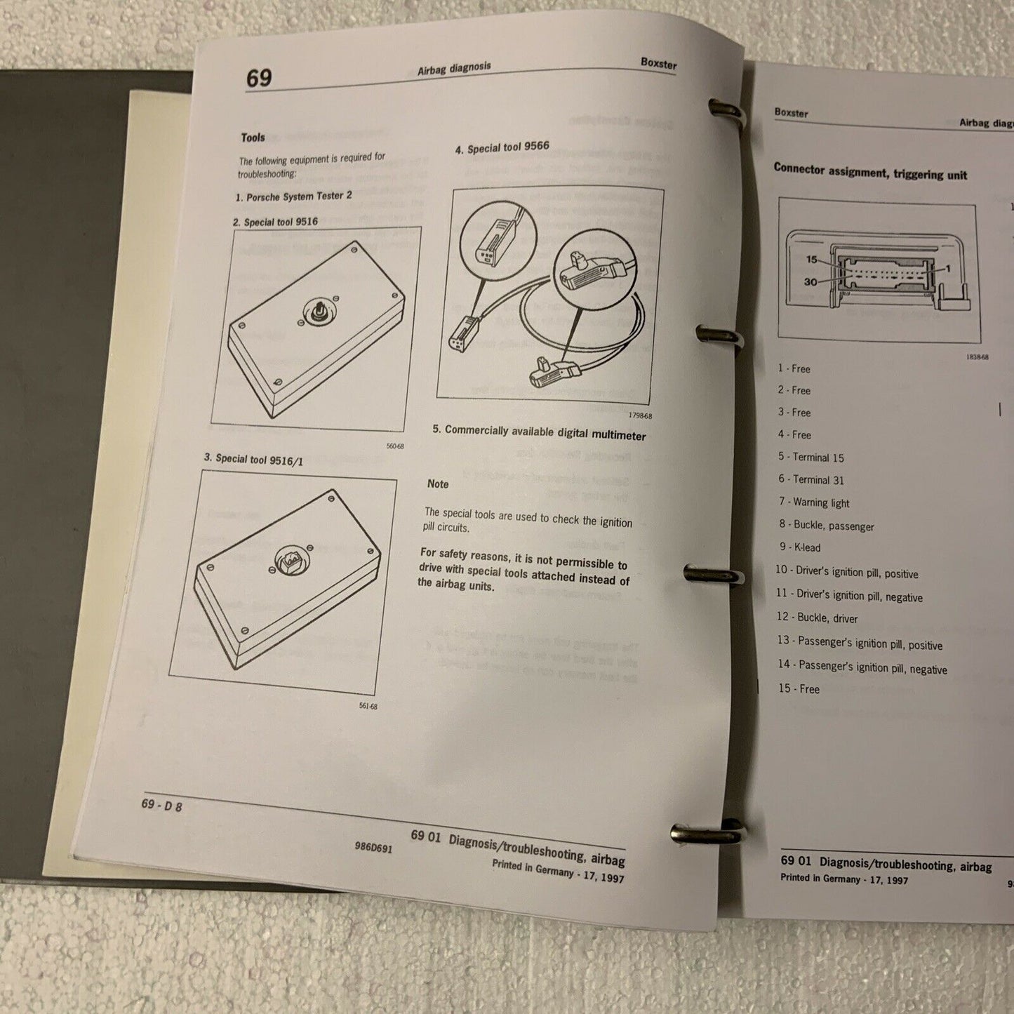 Porsche Boxster 986 Werks-Servicehandbuch Gruppe 0 Diagnose Teil 2 Gruppe 69