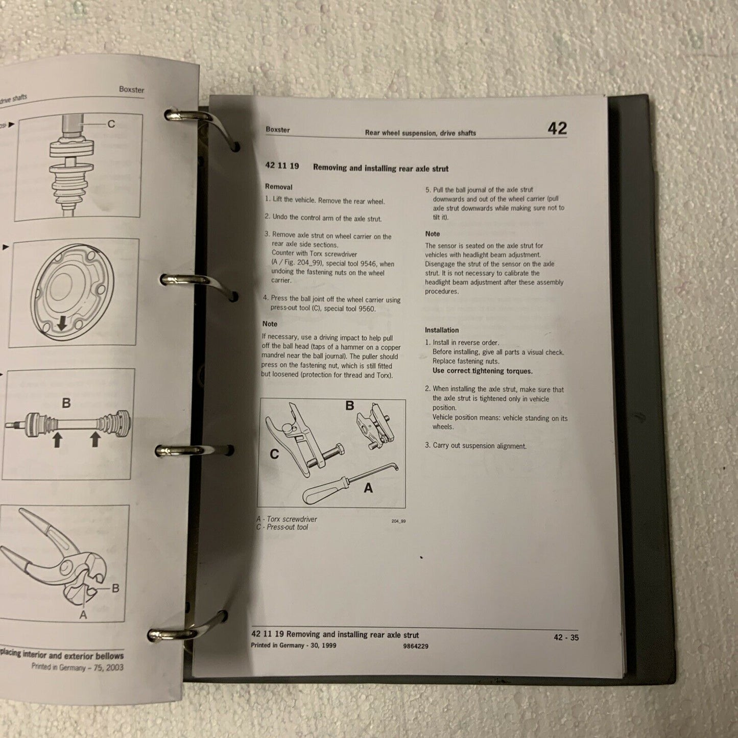 Porsche Boxster 986 Werks-Servicehandbuch Gruppe 4 Fahrwerk